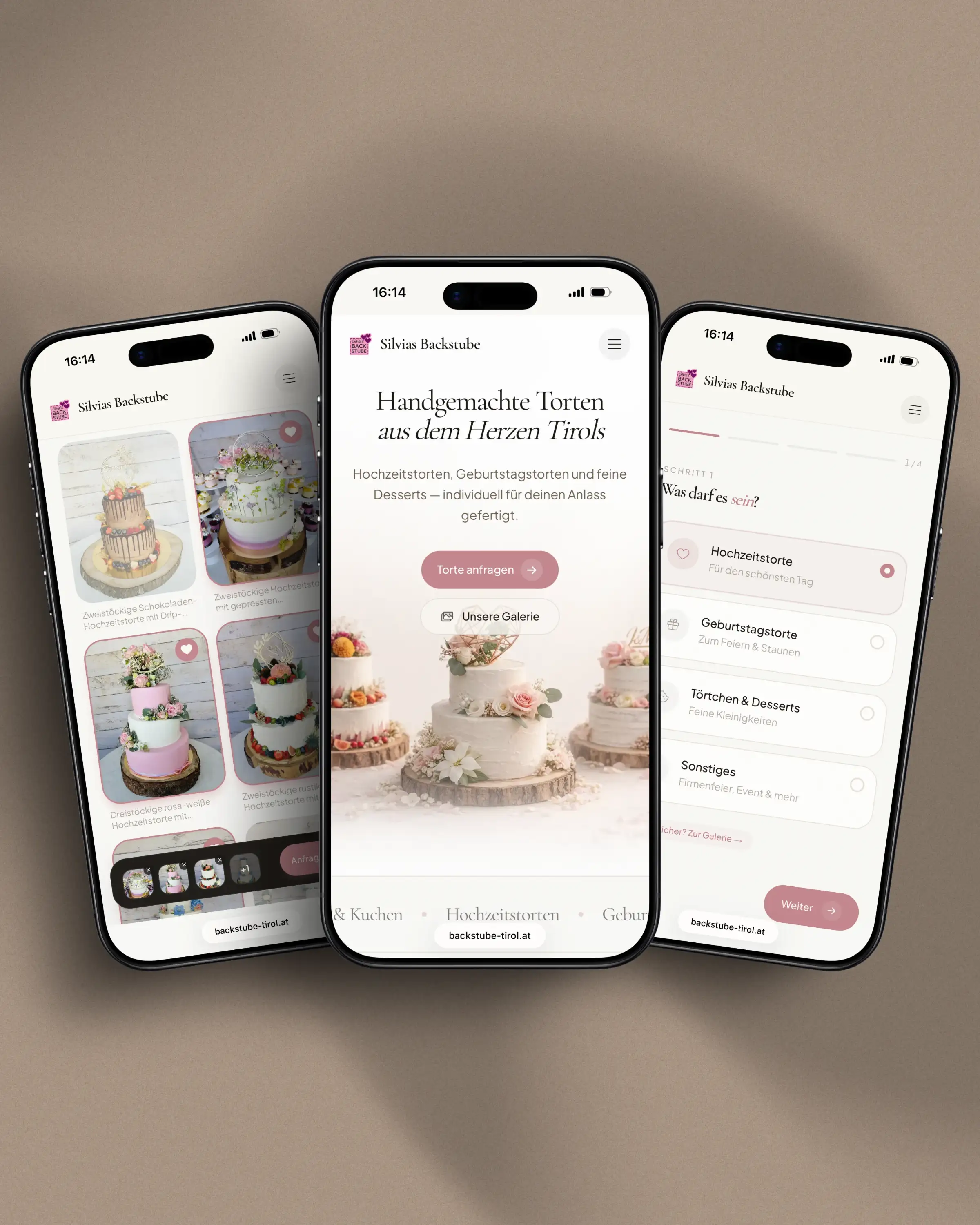 Silvia’s Backstube, mobile Ansicht der neuen Seite mit Galerie und Anfrage-Leiste